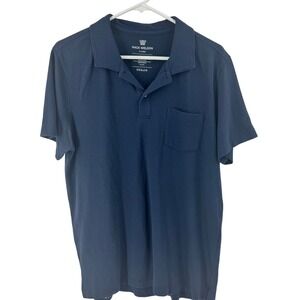 Mack Weldon Men's Navy Textured Polo Shirt X-Large Short Sleeve Pocket